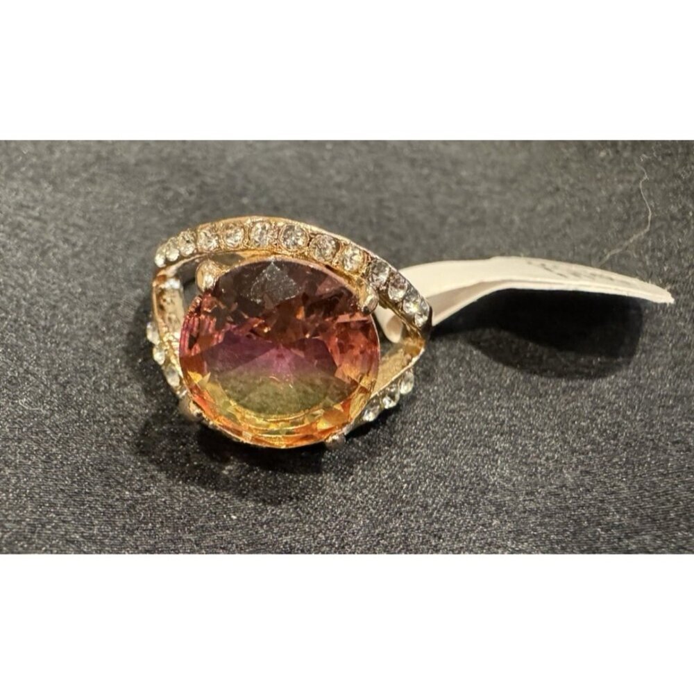 NEW Fashion CZ Moissanite Pink Amber Gold Ring Women 18 US 8